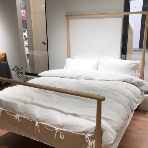 Bộ chăn ga gối Cotton sọc wash màu trắng 1.6mx2m, 1.8mx2m, 2mx2