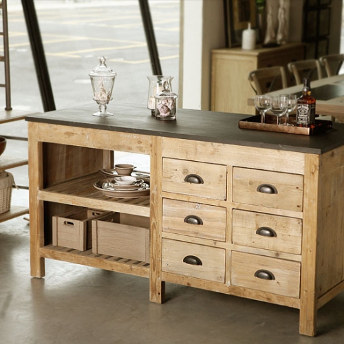 ĐẢO BẾP GỖ TỰ NHIÊN PHONG CÁCH FRAMHOUSE, KT 0.9CM X 2.1CM